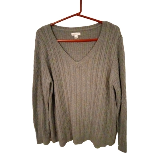 Croft & Barrow Cable Knit Gray Sweater V-Neck Warm Minimalist Business Casual XL - Picture 1 of 8